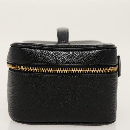 CHANEL Vanity COCO Mark Pouch Caviar Skin Black Gold CC fm4039