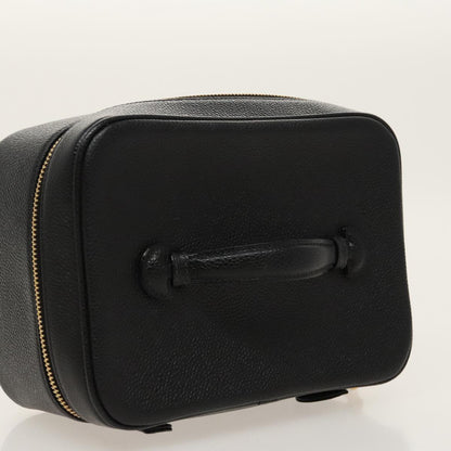 CHANEL Vanity COCO Mark Pouch Caviar Skin Black Gold CC fm4039