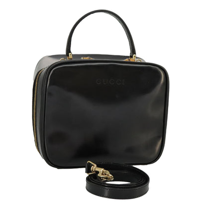 GUCCI Bamboo Hand Bag Patent leather 2way Black Gold 000 270 0323  fm4078