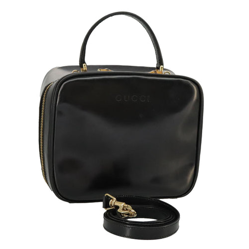 GUCCI Bamboo Hand Bag Patent leather 2way Black Gold 000 270 0323  fm4078