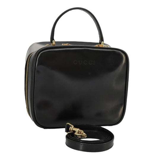 GUCCI Bamboo Hand Bag Patent leather 2way Black Gold 000 270 0323  fm4078