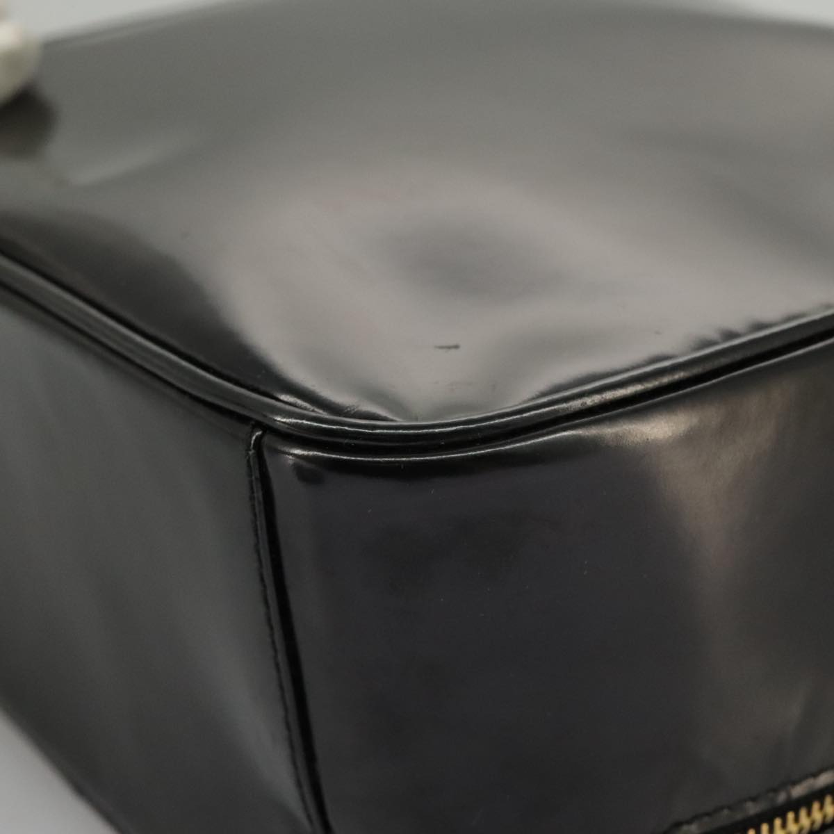 GUCCI Bamboo Hand Bag Patent leather 2way Black Gold 000 270 0323  fm4078