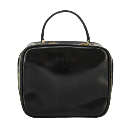GUCCI Bamboo Hand Bag Patent leather 2way Black Gold 000 270 0323  fm4078