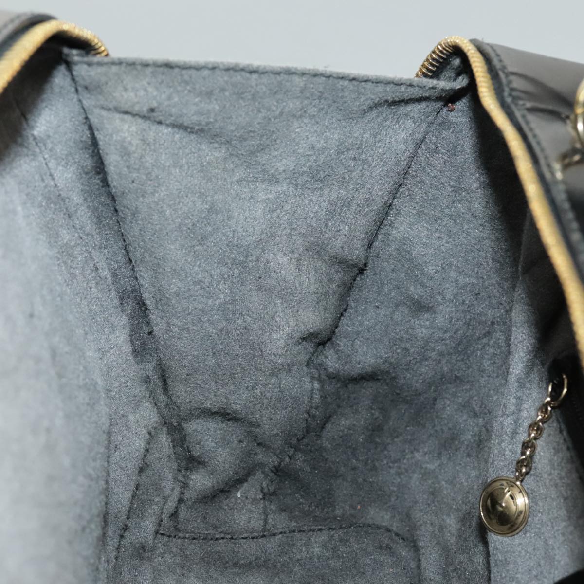 GUCCI Bamboo Hand Bag Patent leather 2way Black Gold 000 270 0323  fm4078
