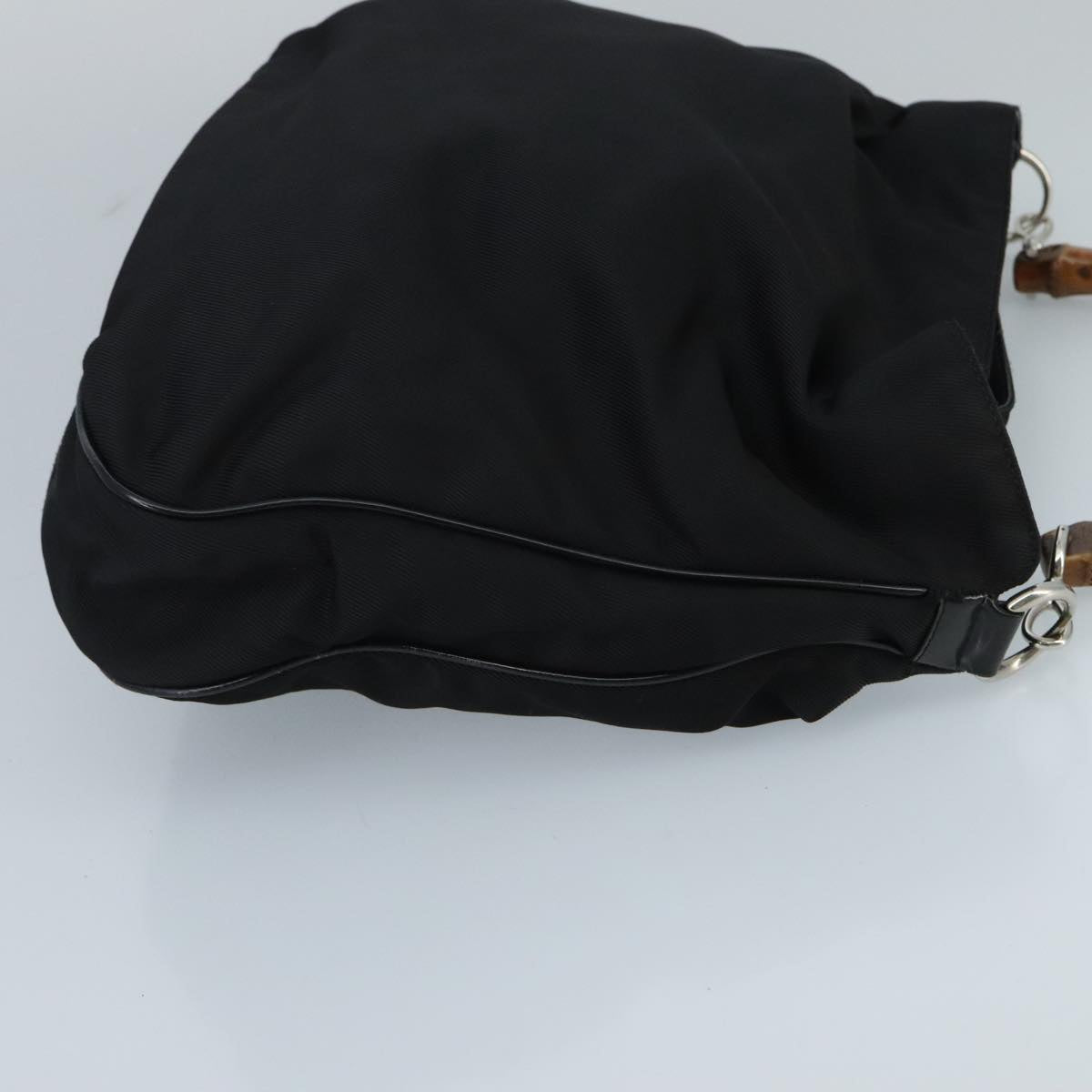 GUCCI Bamboo Hand Bag Nylon 2way Black Silver 001 2404 1577  fm4088