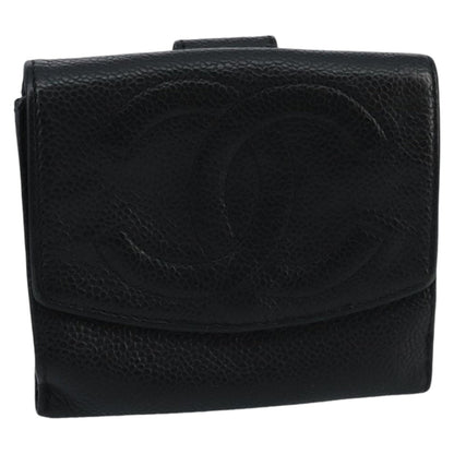 CHANEL Wallet Caviar Skin Black CC fm4156