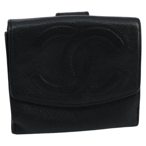 CHANEL Wallet Caviar Skin Black CC fm4156