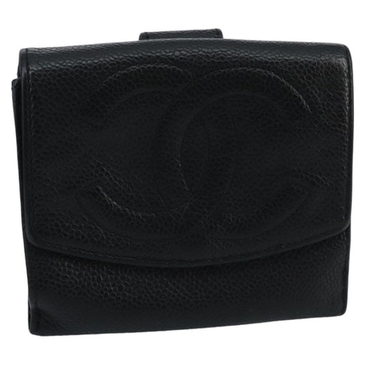 CHANEL Wallet Caviar Skin Black CC fm4156