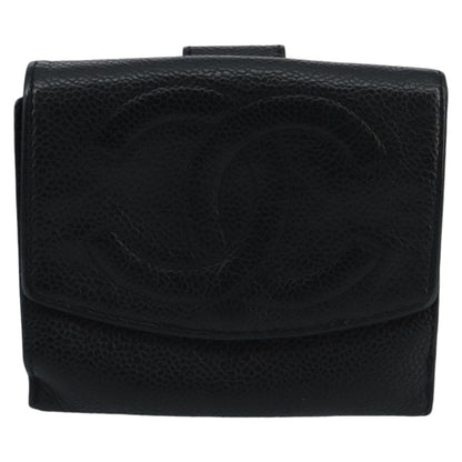 CHANEL Wallet Caviar Skin Black CC fm4156