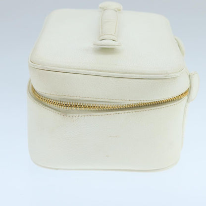 CHANEL Vanity Pouch Caviar Skin White Gold CC fm4190