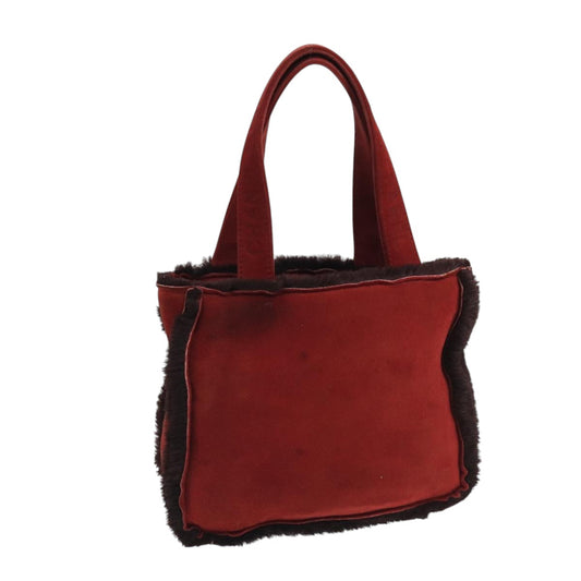 CHANEL Tote Bag Mouton Red Brown CC fm4194