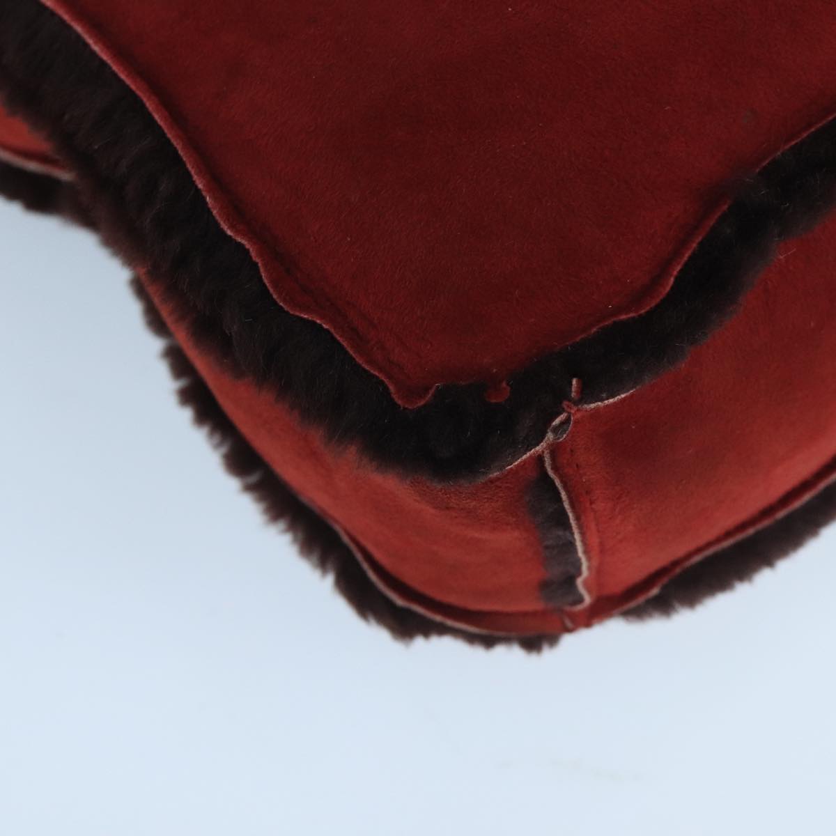 CHANEL Tote Bag Mouton Red Brown CC fm4194