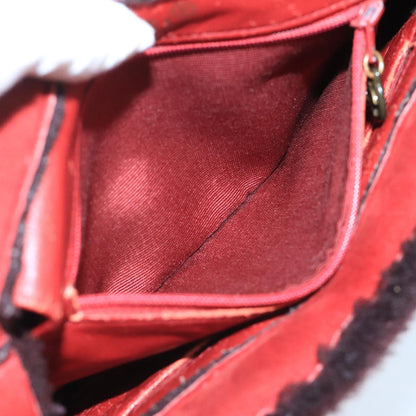 CHANEL Tote Bag Mouton Red Brown CC fm4194