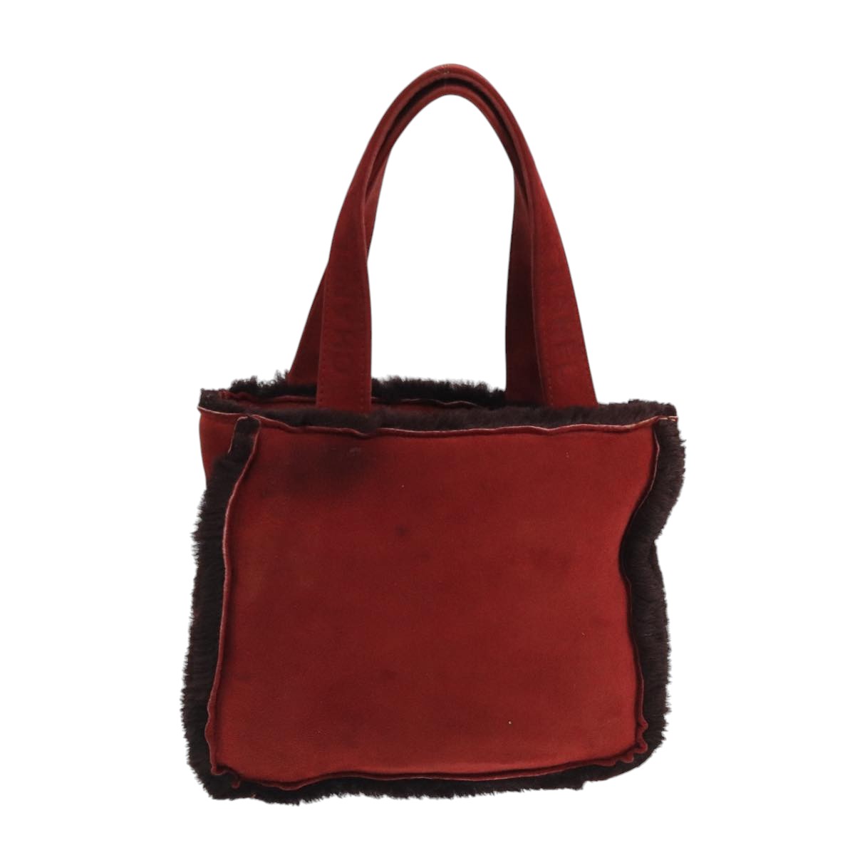 CHANEL Tote Bag Mouton Red Brown CC fm4194