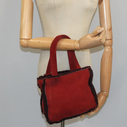 CHANEL Tote Bag Mouton Red Brown CC fm4194