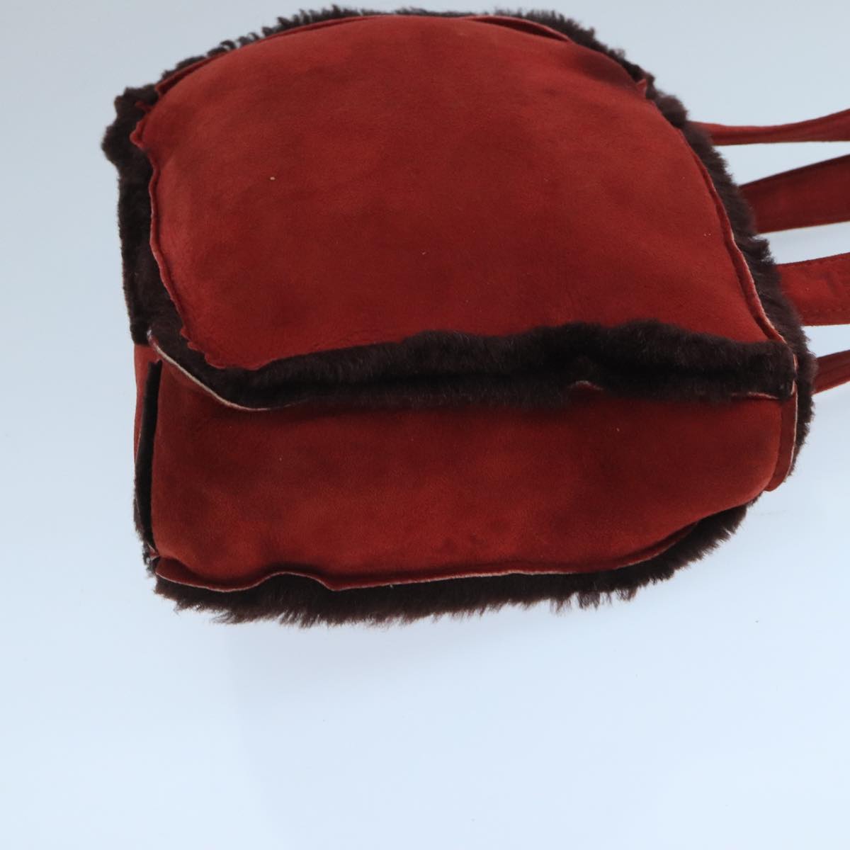 CHANEL Tote Bag Mouton Red Brown CC fm4194