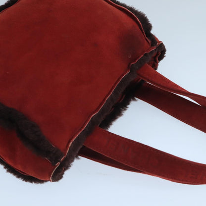 CHANEL Tote Bag Mouton Red Brown CC fm4194