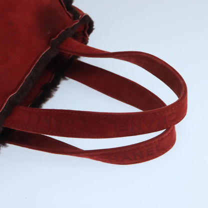 CHANEL Tote Bag Mouton Red Brown CC fm4194