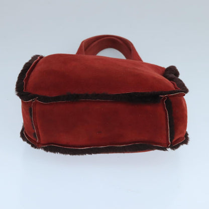 CHANEL Tote Bag Mouton Red Brown CC fm4194