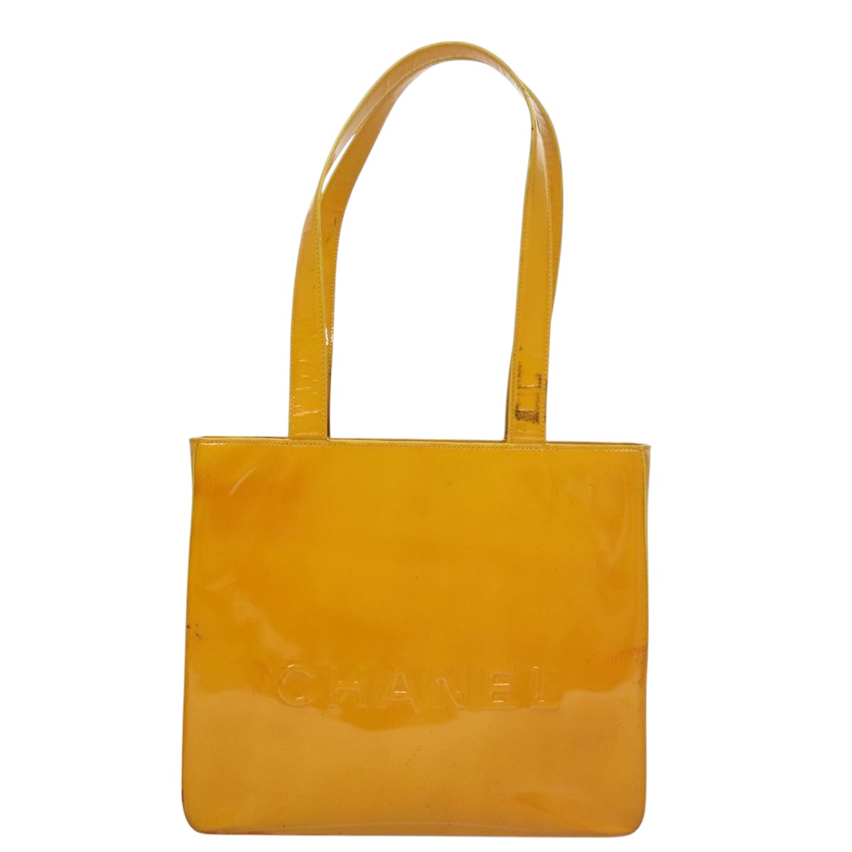 CHANEL Tote Bag Enamel Yellow CC fm4195