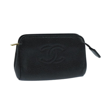 CHANEL Pouch Caviar Skin Black CC fm4204