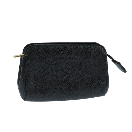 CHANEL Pouch Caviar Skin Black CC fm4204