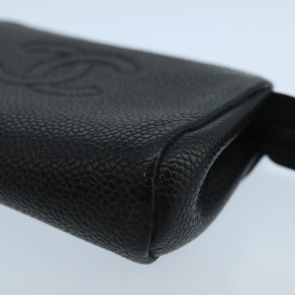 CHANEL Pouch Caviar Skin Black CC fm4204