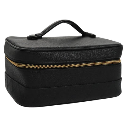CHANEL Bicolore Vanity Cosmetic Pouch Caviar Skin Black Gold CC fm4250