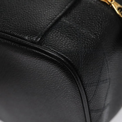 CHANEL Bicolore Vanity Cosmetic Pouch Caviar Skin Black Gold CC fm4250