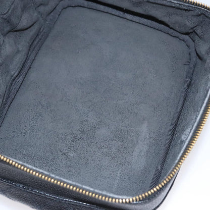 CHANEL Bicolore Vanity Cosmetic Pouch Caviar Skin Black Gold CC fm4250