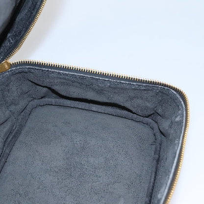 CHANEL Bicolore Vanity Cosmetic Pouch Caviar Skin Black Gold CC fm4250