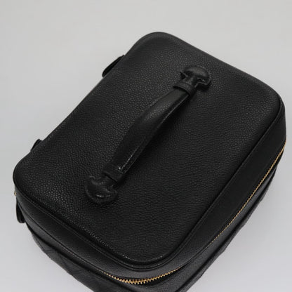 CHANEL Bicolore Vanity Cosmetic Pouch Caviar Skin Black Gold CC fm4250
