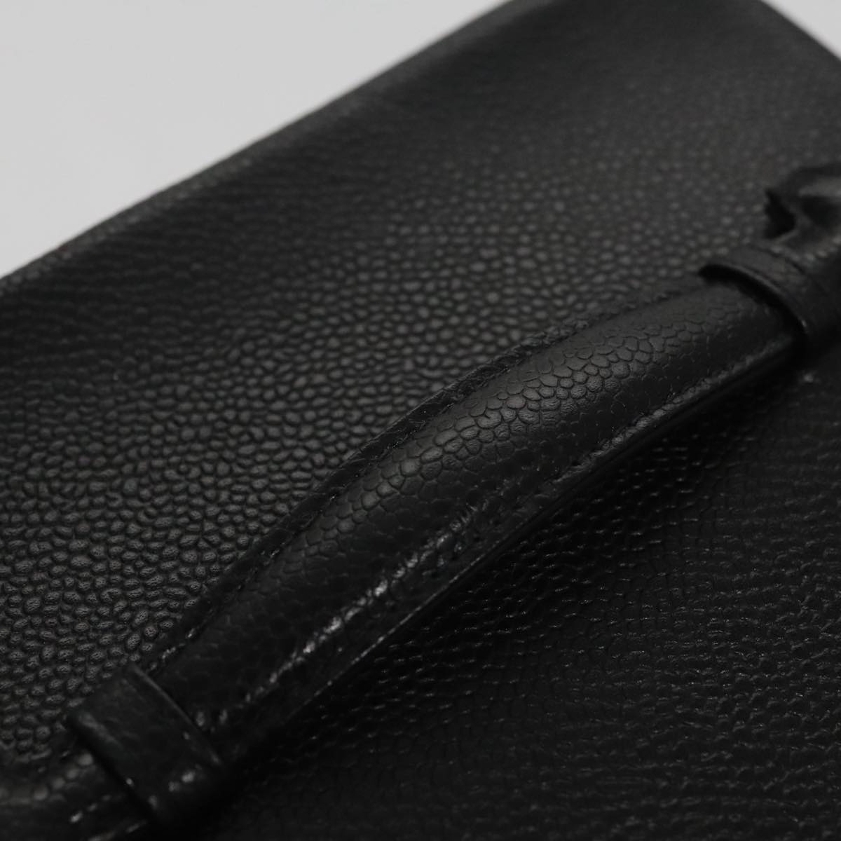 CHANEL Bicolore Vanity Cosmetic Pouch Caviar Skin Black Gold CC fm4250