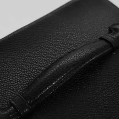 CHANEL Bicolore Vanity Cosmetic Pouch Caviar Skin Black Gold CC fm4250