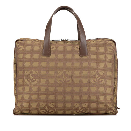 Chanel Nylon Leather Handbag Khaki Brown