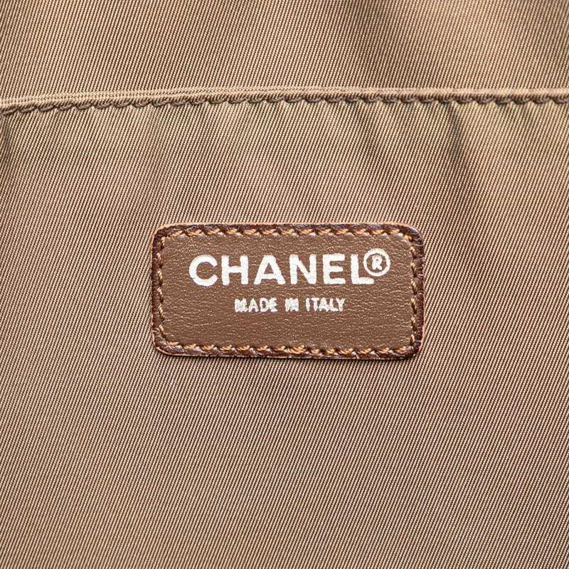 Chanel Nylon Leather Handbag Khaki Brown