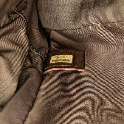 Chanel Nylon Leather Handbag Khaki Brown
