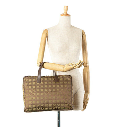 Chanel Nylon Leather Handbag Khaki Brown