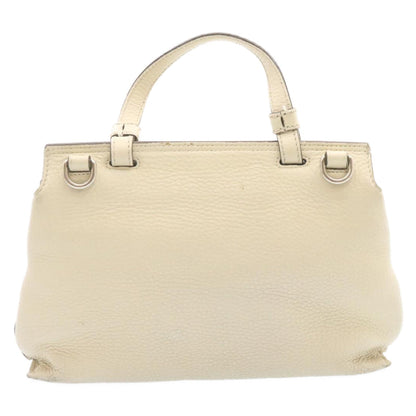 GUCCI Bamboo Turn Lock 2Way Hand Bag White Auth am1235g