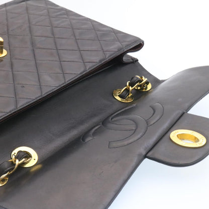 CHANEL Big Matelasse Flap Chain Shoulder Bag Lamb Skin Black Gold am1276gA