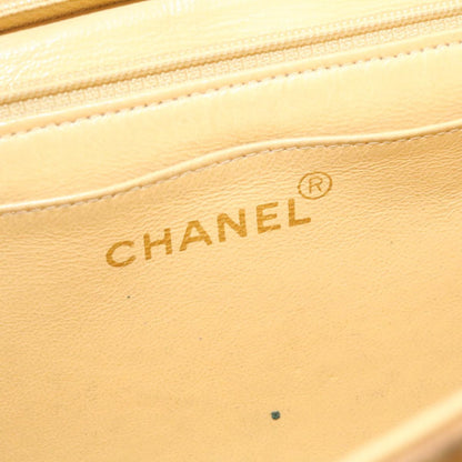 CHANEL Raffia Chain Flap Shoulder Bag Leather Beige CC am1414gA