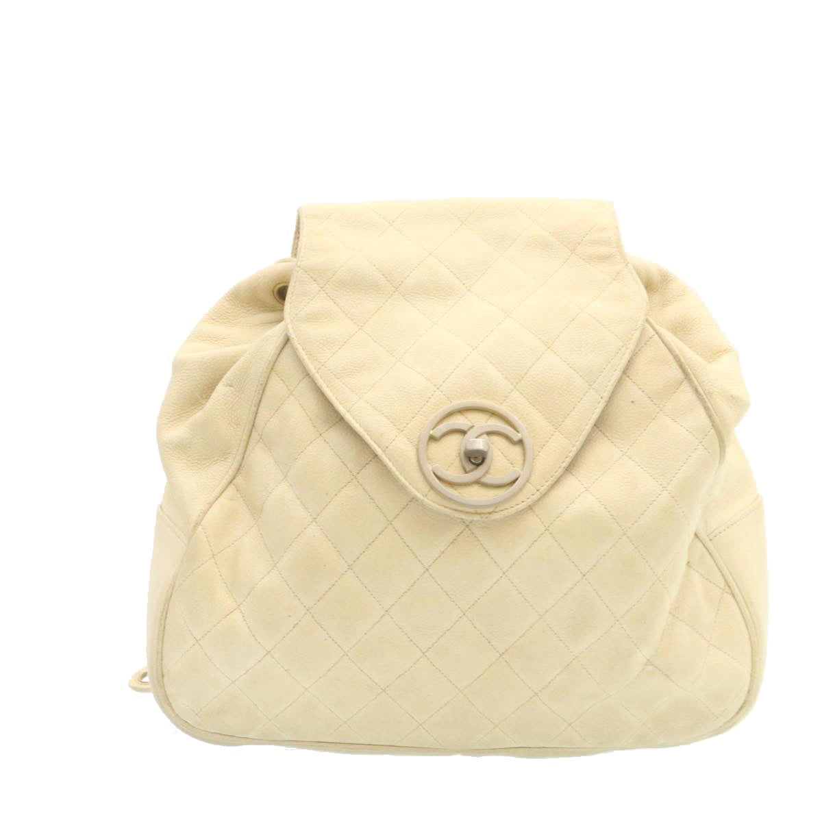 CHANEL Caviar Skin Matelasse Backpack White CC am1922gA