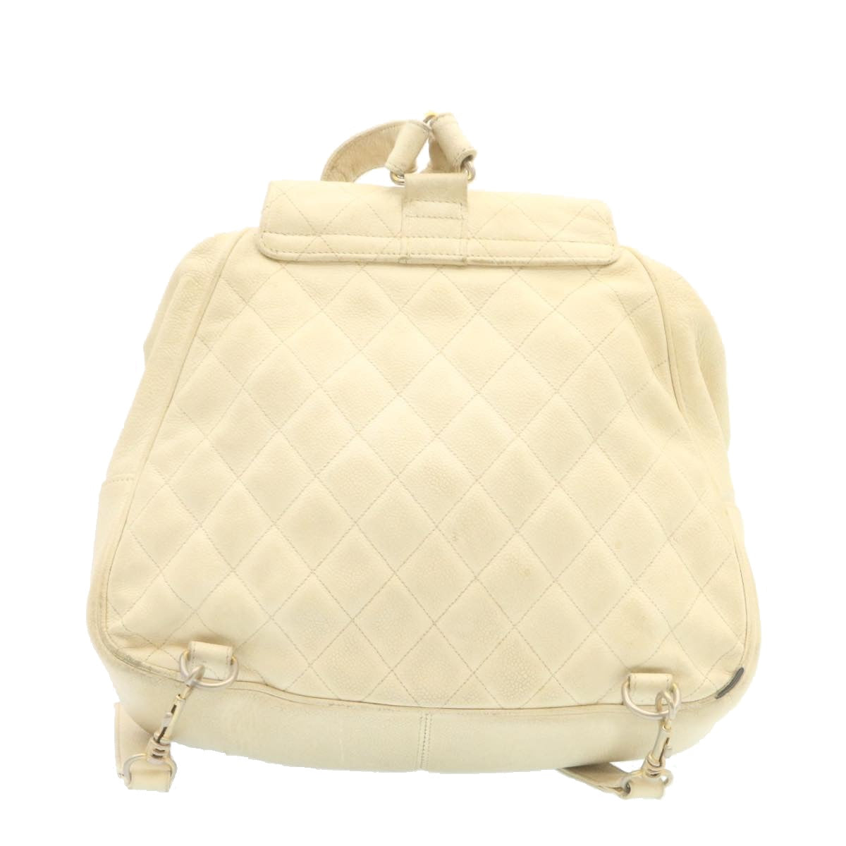 CHANEL Caviar Skin Matelasse Backpack White CC am1922gA