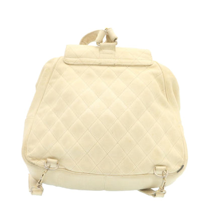 CHANEL Caviar Skin Matelasse Backpack White CC am1922gA