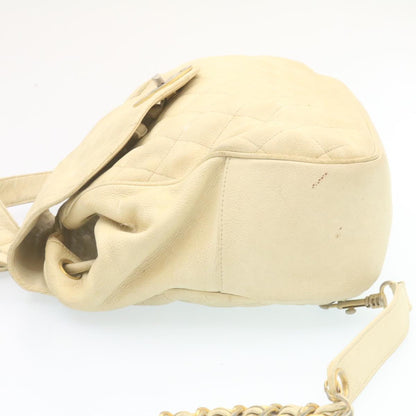 CHANEL Caviar Skin Matelasse Backpack White CC am1922gA