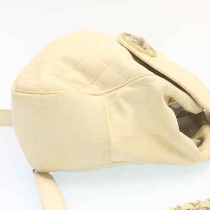 CHANEL Caviar Skin Matelasse Backpack White CC am1922gA