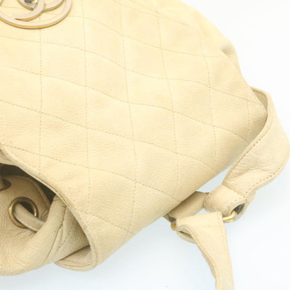 CHANEL Caviar Skin Matelasse Backpack White CC am1922gA