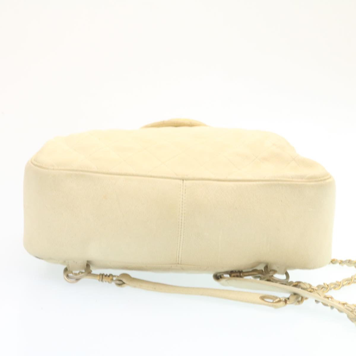 CHANEL Caviar Skin Matelasse Backpack White CC am1922gA