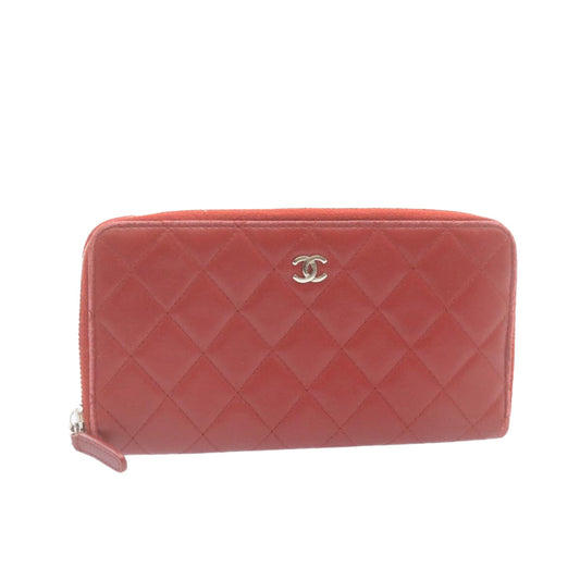 CHANEL Matelasse Wallet Lamb Skin Red CC am2154gA