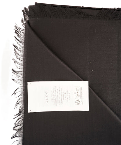 Gucci Black GG Web Wool/Silk Scarf ABL0021